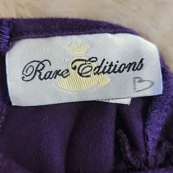 RARE EDITIONS DEEP PURPLE FLORAL RUFFLE LONG-SLEEVE DRESS, SIZE 24 MONTHS - Picture 5 of 6